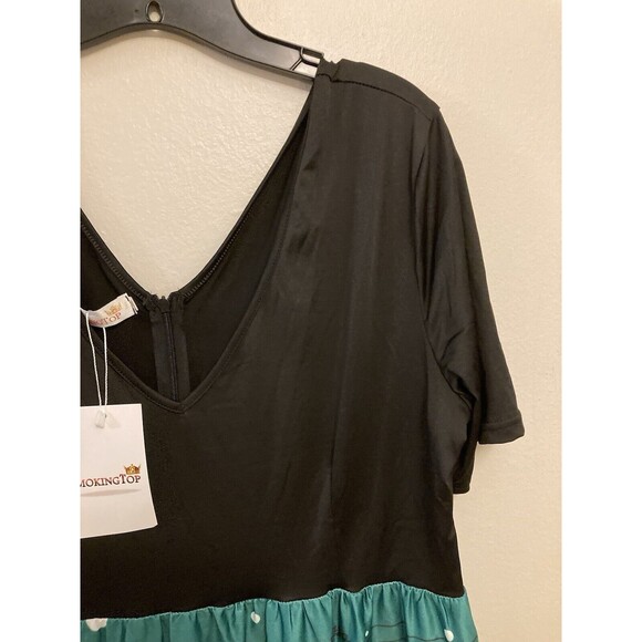 Moking Top Women's Holiday Cat Dress Knee Length Multicolor V-Neck Plus "3XL" - Picture 4 of 14